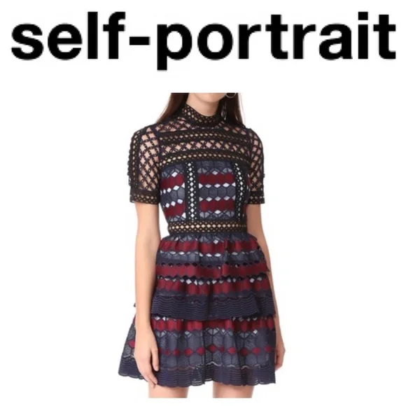 chinese dress ladies Pink Lace Crystal Mini Dress  self-portrait-US